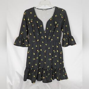 ASOS Black and Yellow Ruffled Wrap Sundress